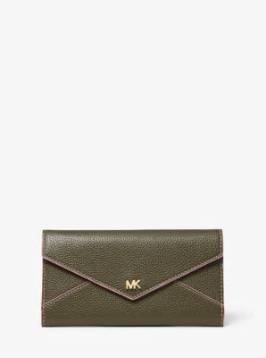 michael kors large pebbled leather envelope wallet|Michael Kors billfold wallet.